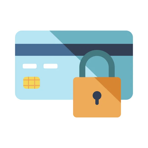 Cartão Crédito Bancário Ícone Segurança Financeira Estilo Plano — Vetor de Stock