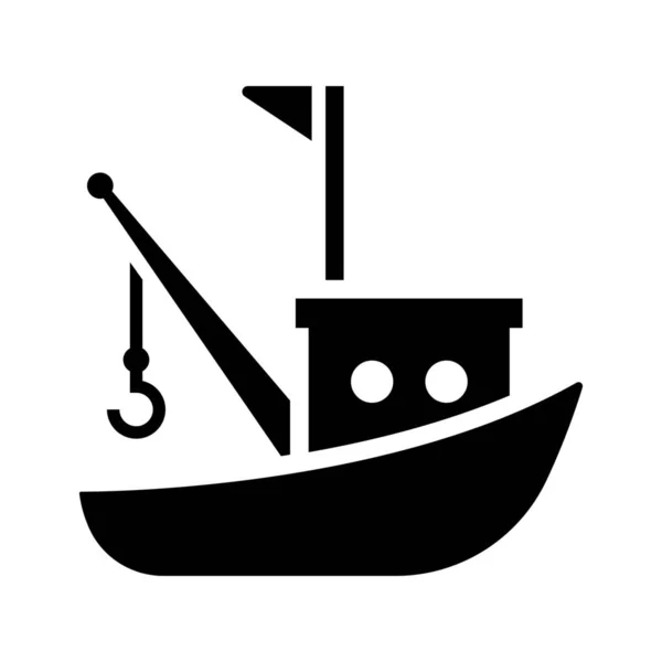 Boat Fisherman Fishery Icon Solid Style — Stock Vector