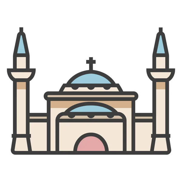 Architecture Hagia Sophia History Icon Filled Outline Style — Stockvector