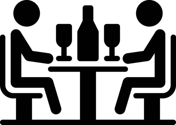 Ícone Bebida Jantar Casal Categoria Mista — Vetor de Stock