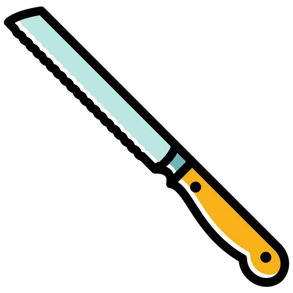 Cuchilla Cuchillo Pan Icono Corte Estilo Contorno Lleno — Vector de stock