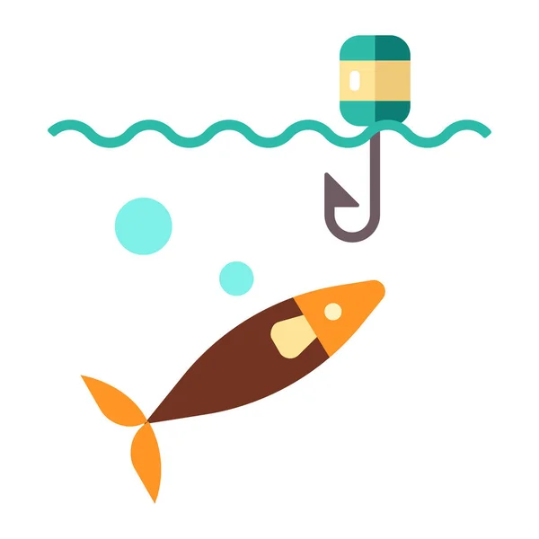Activity Fish Fishing Icon Flat Style — Stock Vector