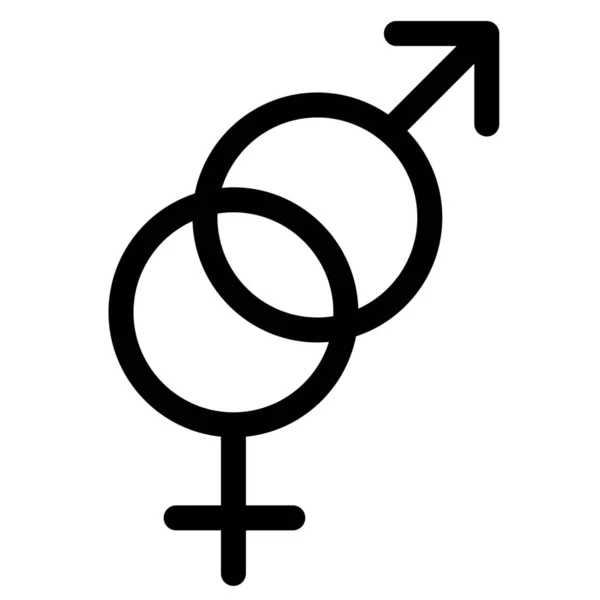 Gender Symbol Männliche Und Weibliche Ikone Outline Stil — Stockvektor