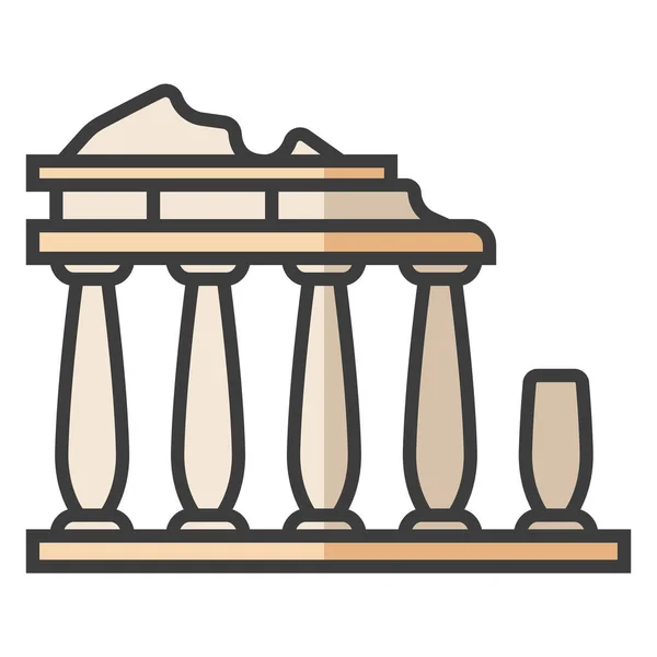 Acropolis Athens Ancient Architecture Icon Filled Outline Style — Stockvector