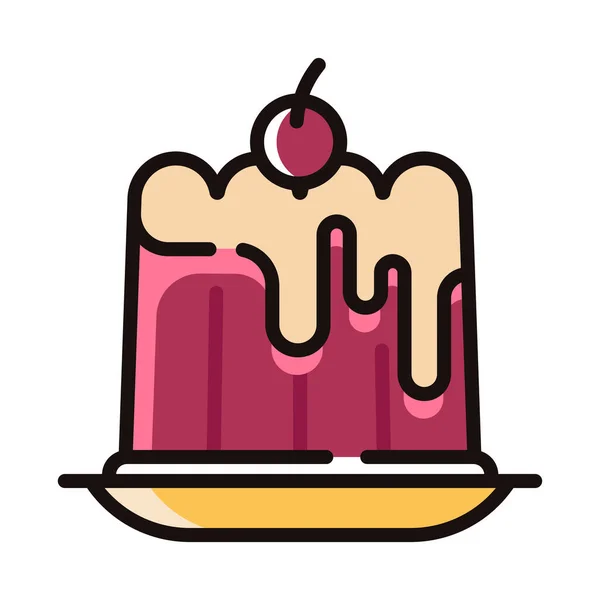 Postre Icono Gelatina Casera Estilo Contorno Lleno — Vector de stock