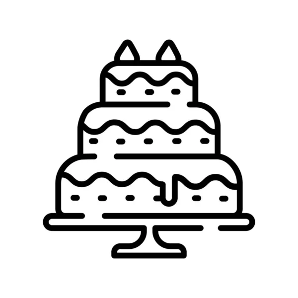 Gâteau Boulangerie Célébrer Icône Dans Style Outline — Image vectorielle