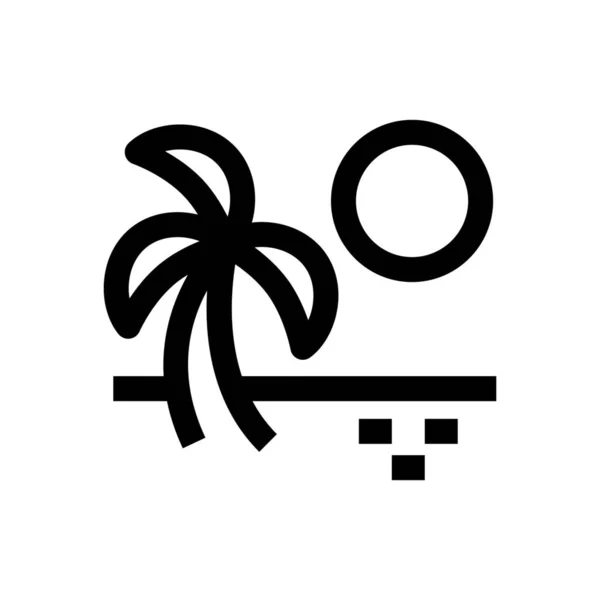 Strand Meer Sonniges Symbol Outline Stil — Stockvektor