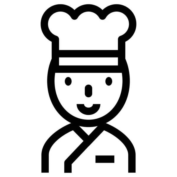 Avatar Carrière Chef Kok Icoon Outline Stijl — Stockvector