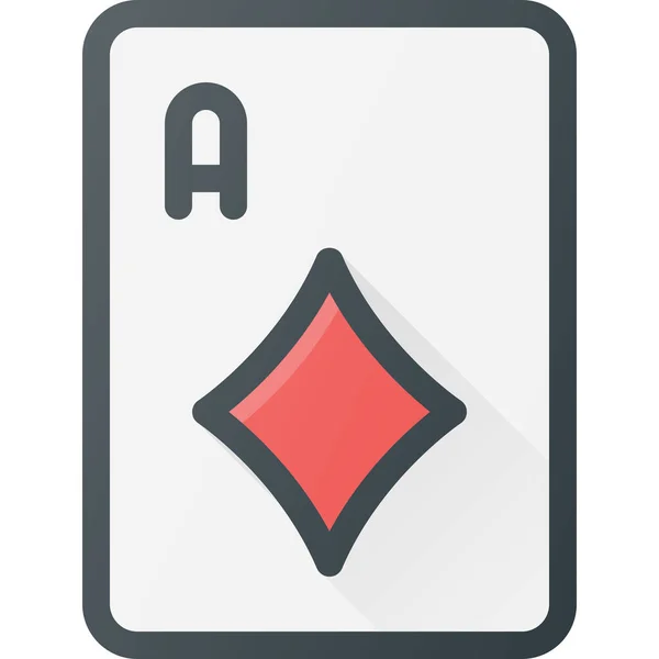 Tarjeta Casino Icono Diamante Estilo Contorno Lleno — Vector de stock