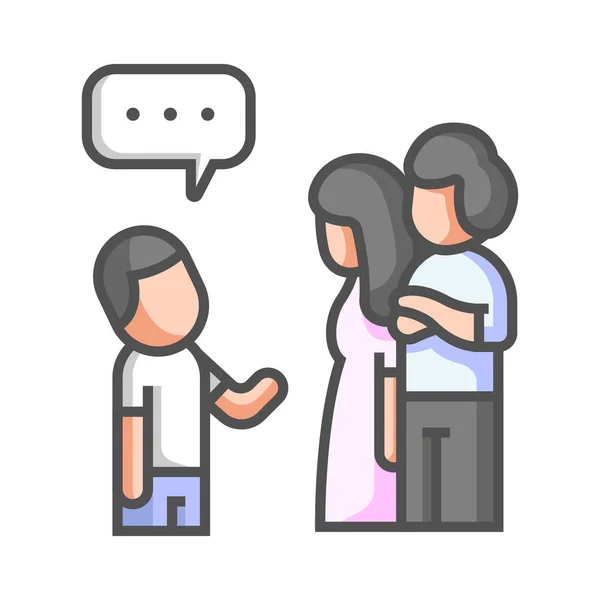 Compromiso Pareja Divorcio Icono Estilo Contorno Lleno — Vector de stock