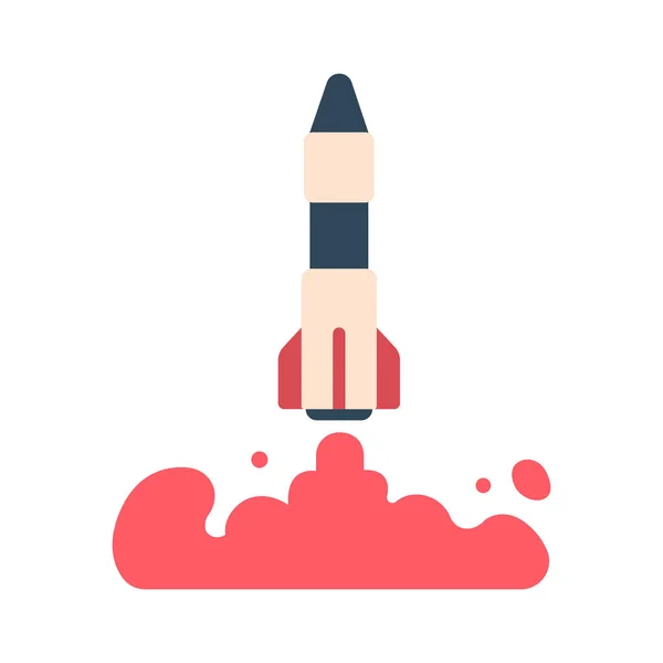 Launch Rocket Science Icon Flat Style — Stock Vector