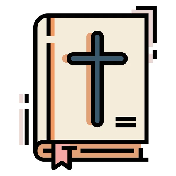 Livre Bible Icône Christ Dans Style Contour Rempli — Image vectorielle