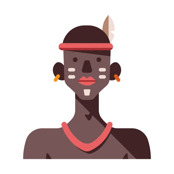 Africana Tribu Africana Ethiopia Masculina Icono Estilo Plano — Vector de stock