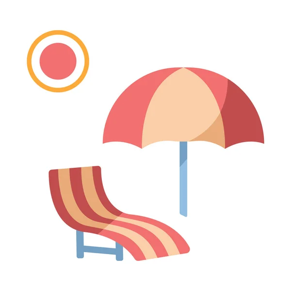 沙滩椅度假海图标为平面风格 — 图库矢量图片