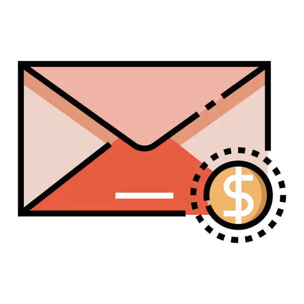 Bill Envelope Income Icon Filled Outline Style — Stock Vector