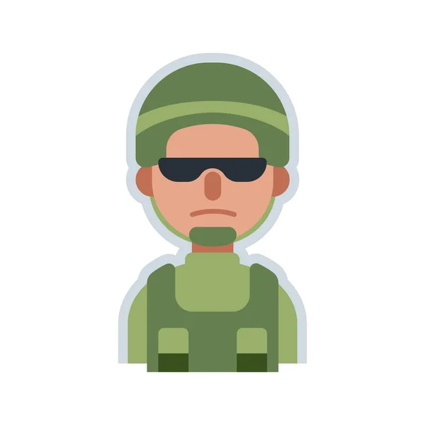 Ícone Caráter Avatar Exército Estilo Plano —  Vetores de Stock