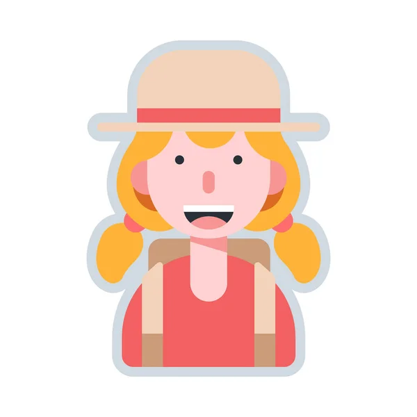 Ícone Menina Personagem Avatar Estilo Plano — Vetor de Stock