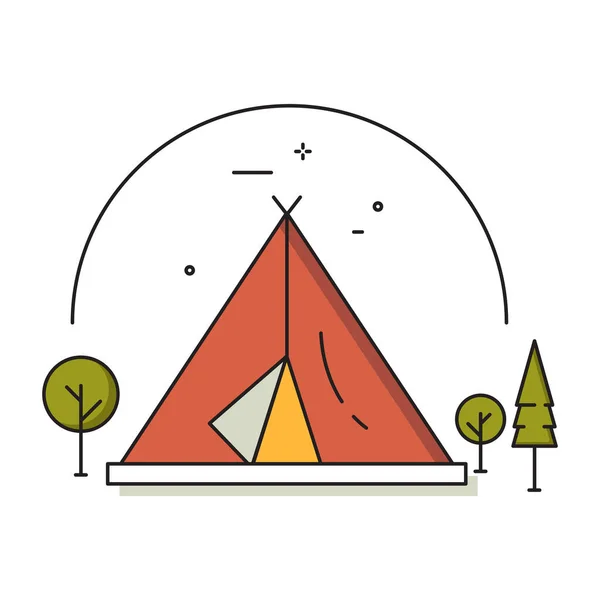 Acampamento Camping Ícone Natureza Estilo Esboço Preenchido —  Vetores de Stock