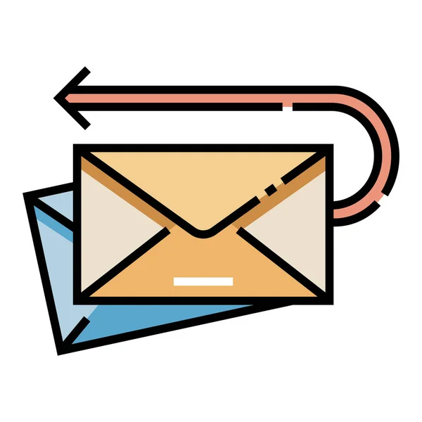 Icône Retour Postal Courrier Dans Style Contour Rempli — Image vectorielle