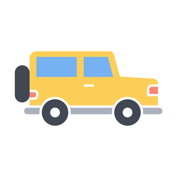 Vierwielers Jeep Offroad Icoon Platte Stijl — Stockvector