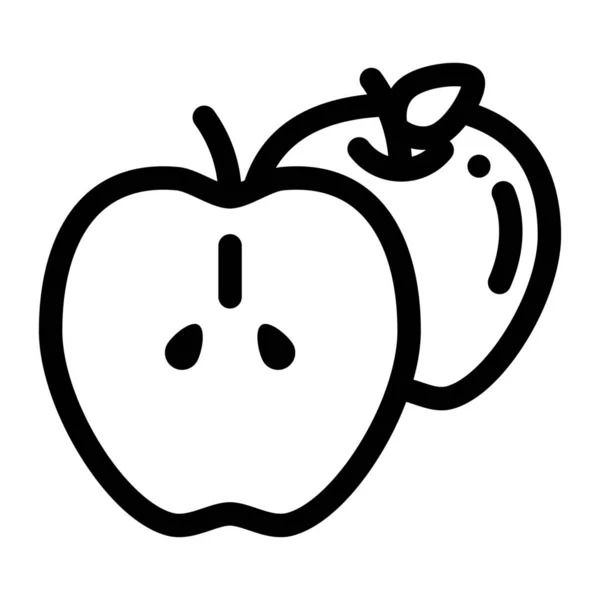Яблуко Фрукти Свіжі Фрукти Значок Стилі Контур — стоковий вектор