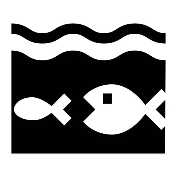Bigger Fish Competition Food Chain Icon Solid Style — Stock vektor