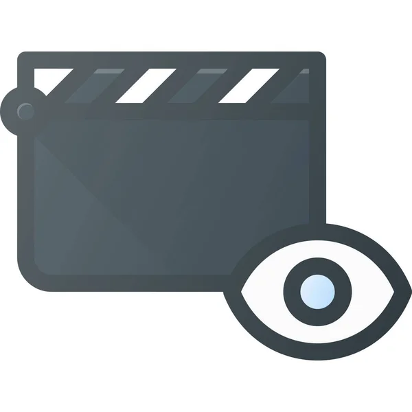 Clapper Clip Icono Corte Estilo Contorno Lleno — Vector de stock