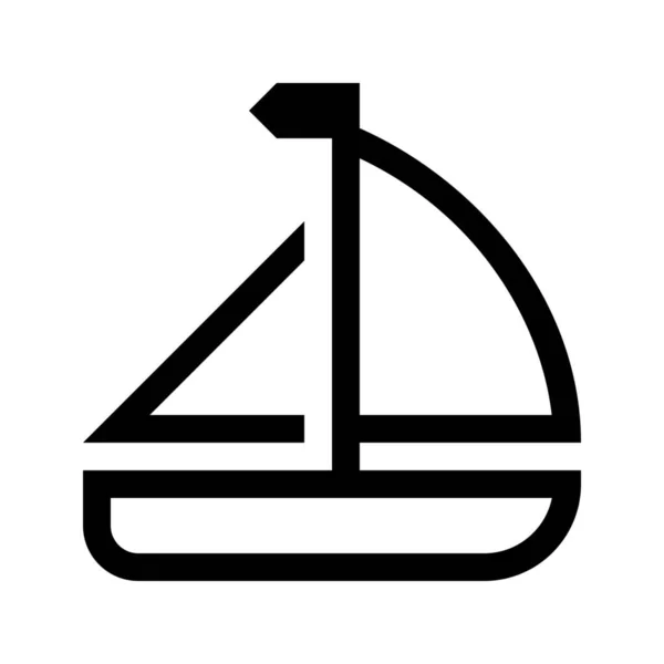 Barca Icona Della Vela All Aperto Stile Outline — Vettoriale Stock