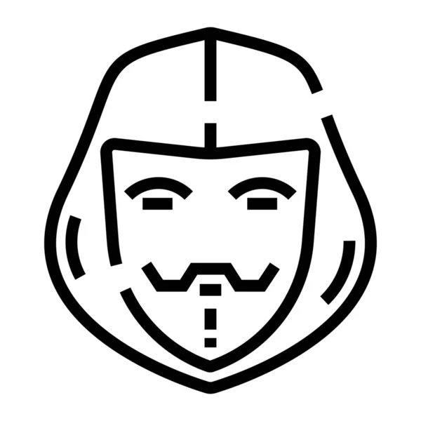 Icono Hacker Cibernético Anónimo Estilo Esquema — Archivo Imágenes Vectoriales