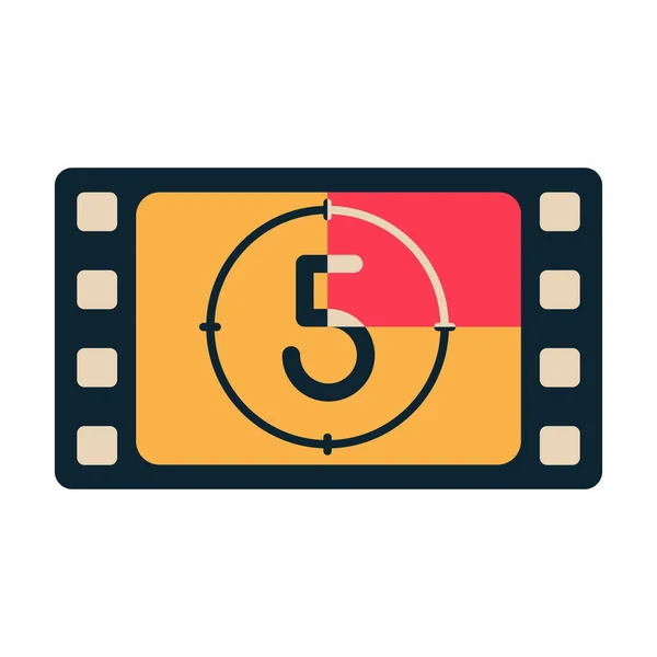 Film Countdown Film Leider Film Haspel Pictogram Platte Stijl — Stockvector