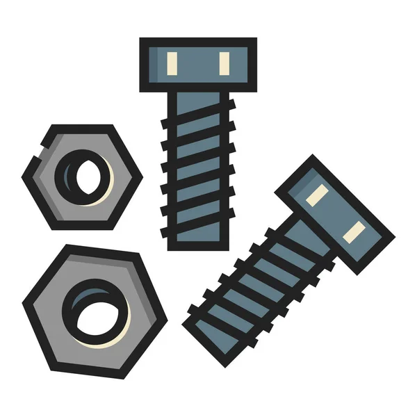 Bolt Bolts Construction Icon Filled Outline Style — Stock Vector