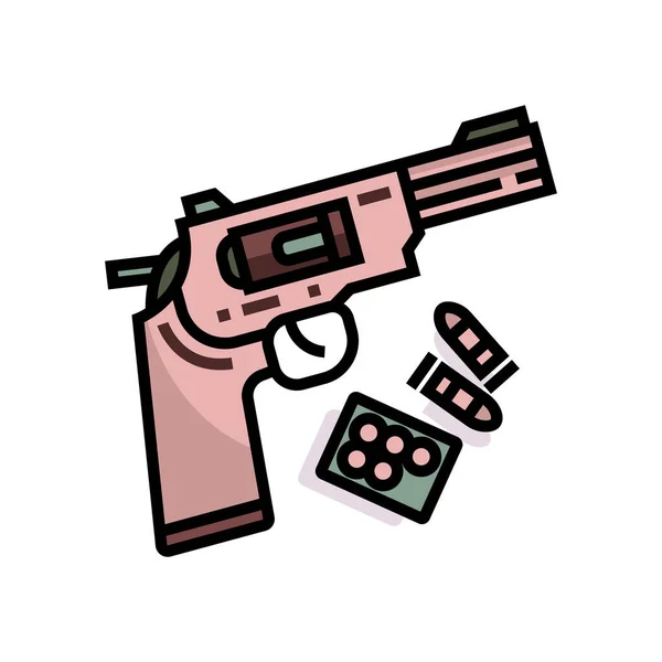 Icono Pistola Peligro Bala Estilo Contorno Lleno — Vector de stock