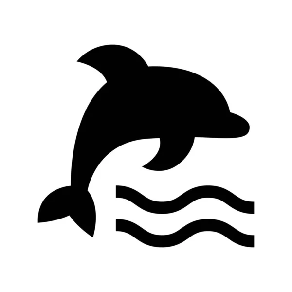 Dolphin Ocean Sea Icon Solid Style — Stock Vector