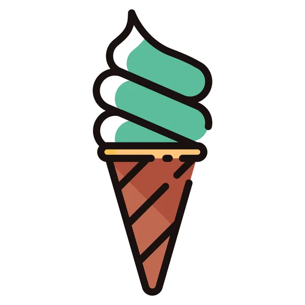 Dessert Icecream Softserve Icône Dans Style Contour Rempli — Image vectorielle