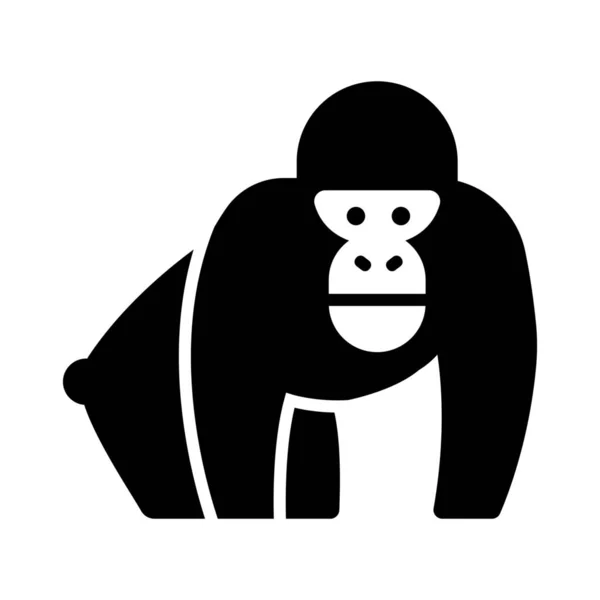 Africa Animal Ape Icon Solid Style — Wektor stockowy