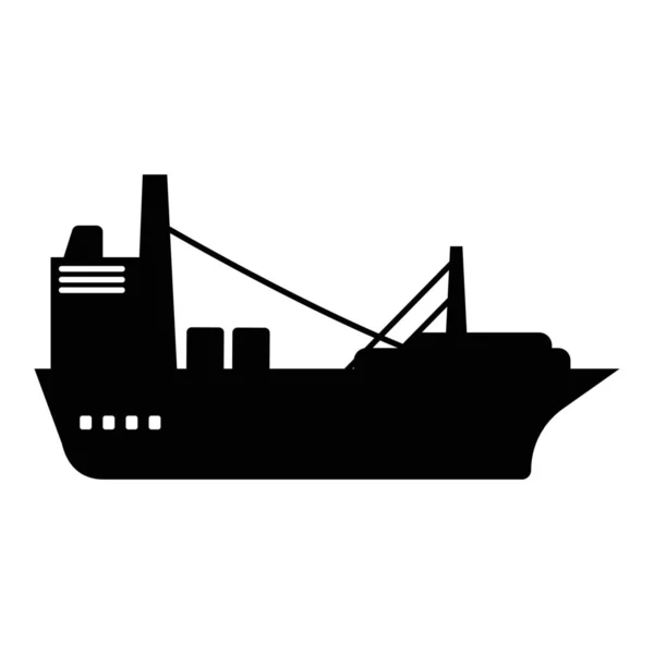 Icono Del Transportista Carga Barco Estilo Sólido — Vector de stock