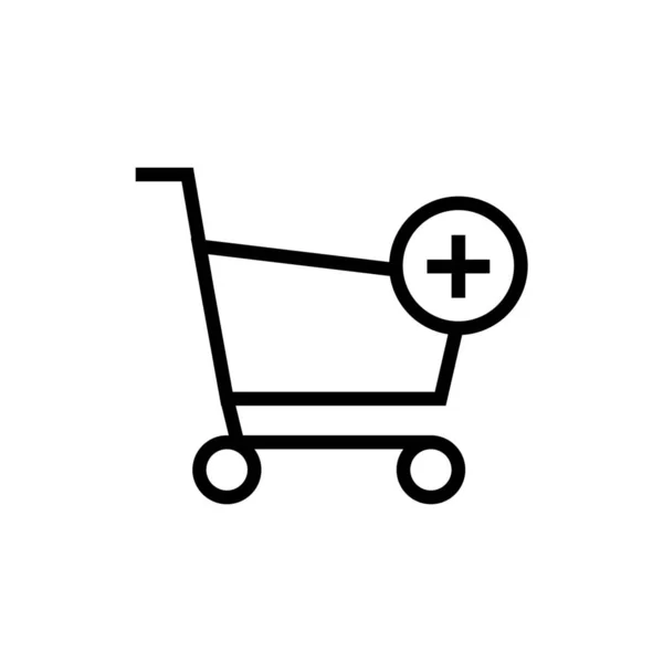Cart Checkout Icoon Toevoegen Outline Stijl — Stockvector