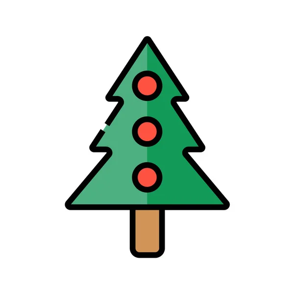 Χριστουγεννιάτικο Δέντρο Διακόσμηση Εικονίδιο Γεμιστό Περίγραμμα Στυλ — Διανυσματικό Αρχείο