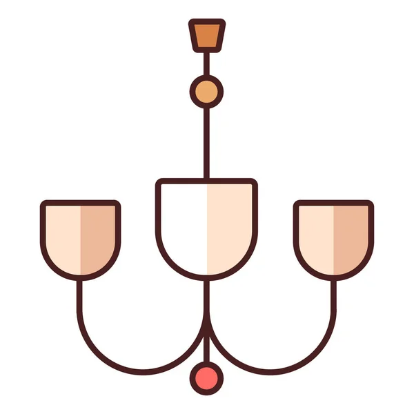 Antique Chandelier Decoration Icon Filled Outline Style — 图库矢量图片