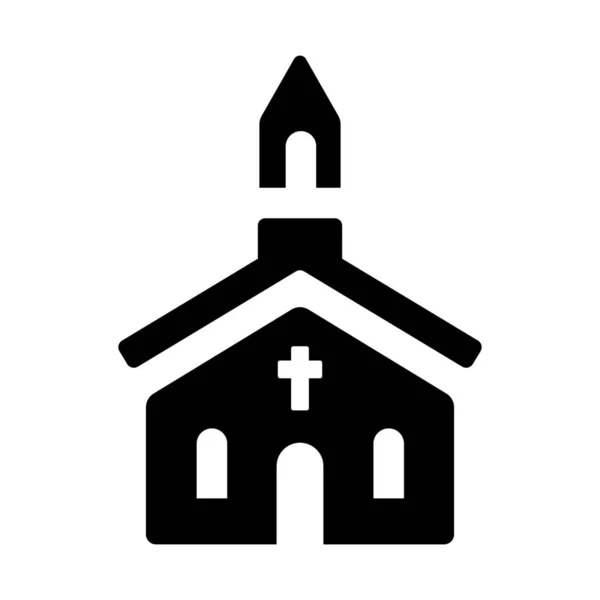 Costruzione Dell Icona Della Cappella Cattolica Stile Solido — Vettoriale Stock