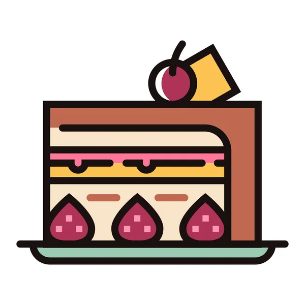 Pastel Panadería Icono Postre Estilo Contorno Lleno — Vector de stock