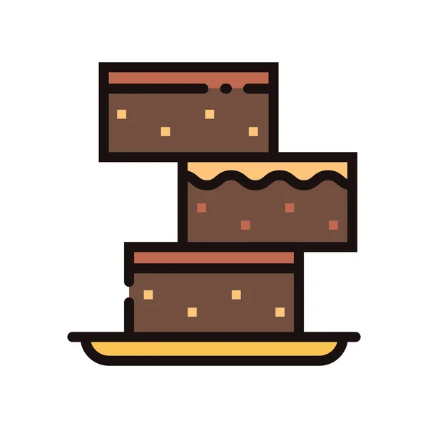 Εικονίδιο Brownie Αρτοποιίας Στυλ Γεμισμένο Περίγραμμα — Διανυσματικό Αρχείο