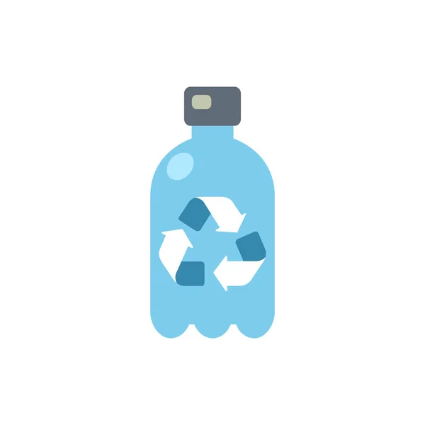 Fles Recycling Ecologie Milieu Icoon Platte Stijl — Stockvector