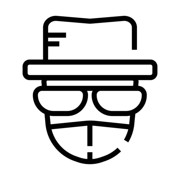 Anonyme Kriminelle Hacker Ikone Umriss Stil — Stockvektor