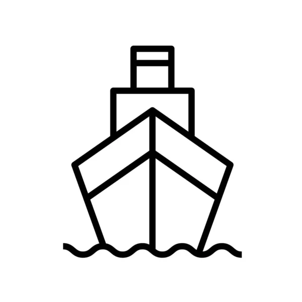 Boot Cruise Schip Pictogram Omtrek Stijl — Stockvector