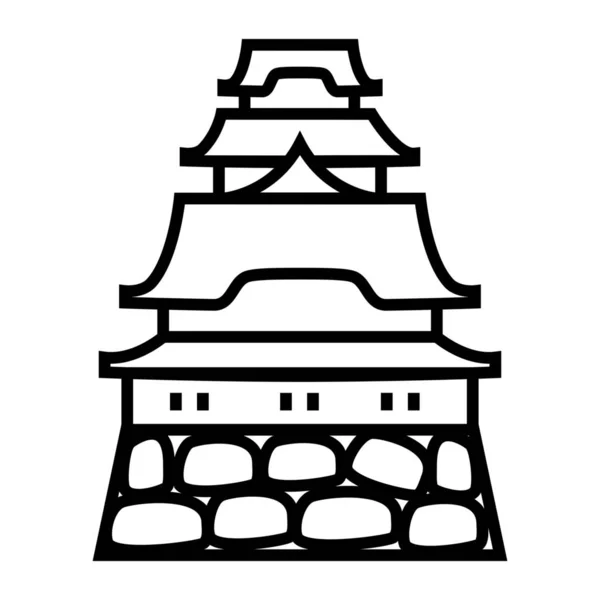 Himeji Castelo Local Histórico Ícone Marco Icônico Estilo Esboço — Vetor de Stock