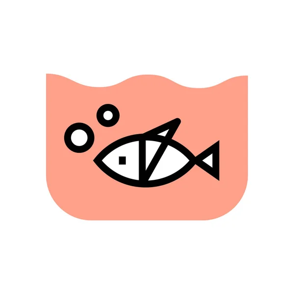 Ícone Peixe Aquário Animal Estilo Esboço — Vetor de Stock