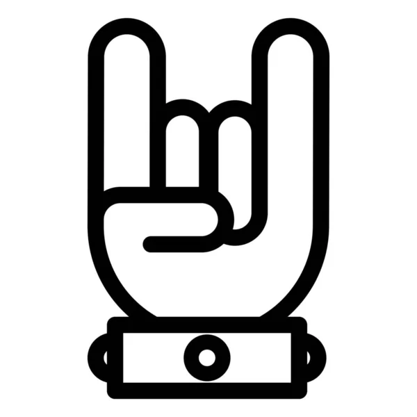 Concert Hand Gesture Heavy Metal Icon Outline Style — Stock Vector