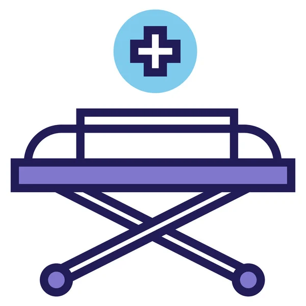 Bett Notfall Krankenhaus Ikone Stil Ausgefüllter Umrisse — Stockvektor