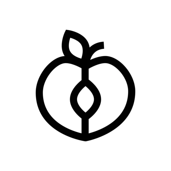 Frisches Obst Halb Symbol Outline Stil — Stockvektor